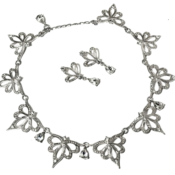 VINTAGE 1987 Alfred Durante Nightfire Franklin Mint Rhinestone Necklace Earrings - Picture 1 of 3